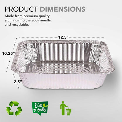 Stock Your Home 9x13 Aluminum Trays with Lids (10 Pack) – Disposable Half Size Deep Pans for Cooking, Storage, BBQ, Grilling, Catering