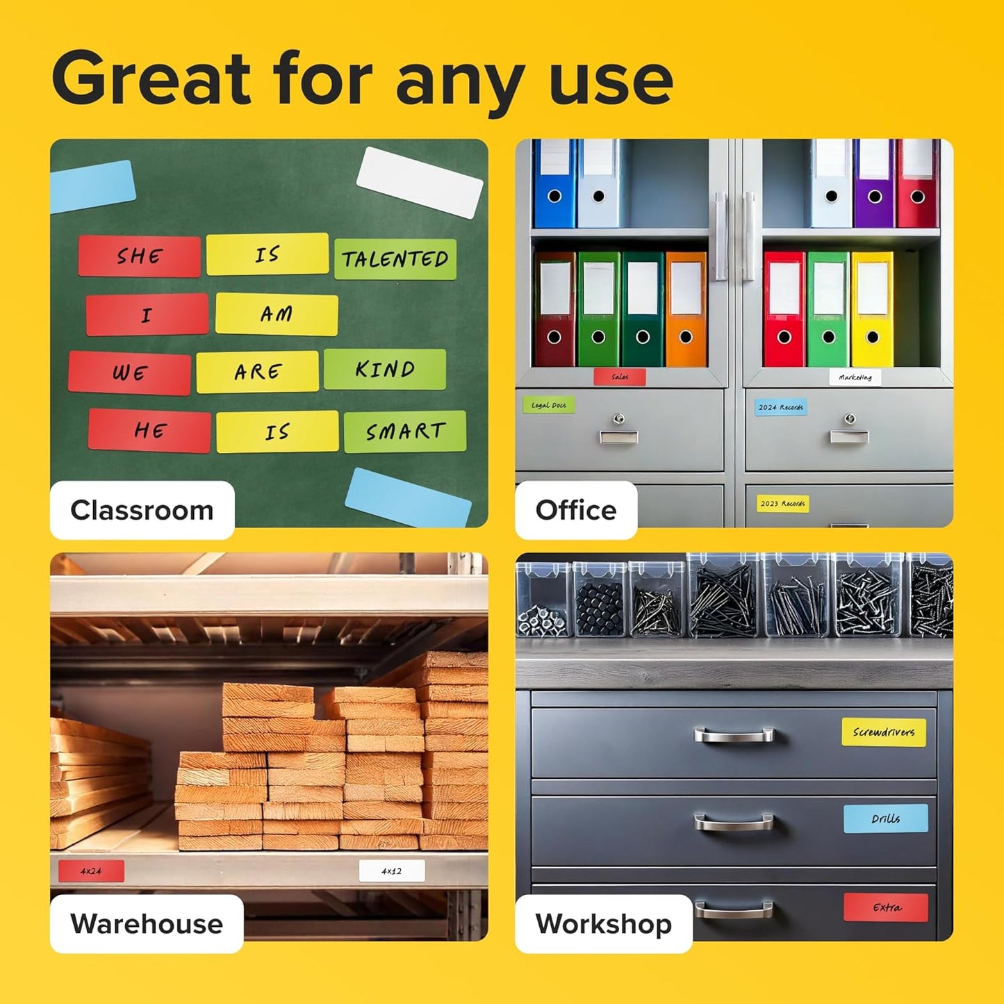 Dry Erase Magnetic Labels - Reusable Sticky Notes - Notepads for Refrigerator - Dry Erase Magnet Sheets - Blank Magnet Stickers to Write On - Magnets for Whiteboard Classroom Fridge