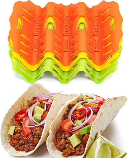 Li&Zhao Taco Holder Stands - 3 PCS Colorful Taco Trays Taco Plates Taco Rack Taco Stands Taco Shell Holder for Baking Grill Barbecue Oven Dishwasher & Microwave Safe