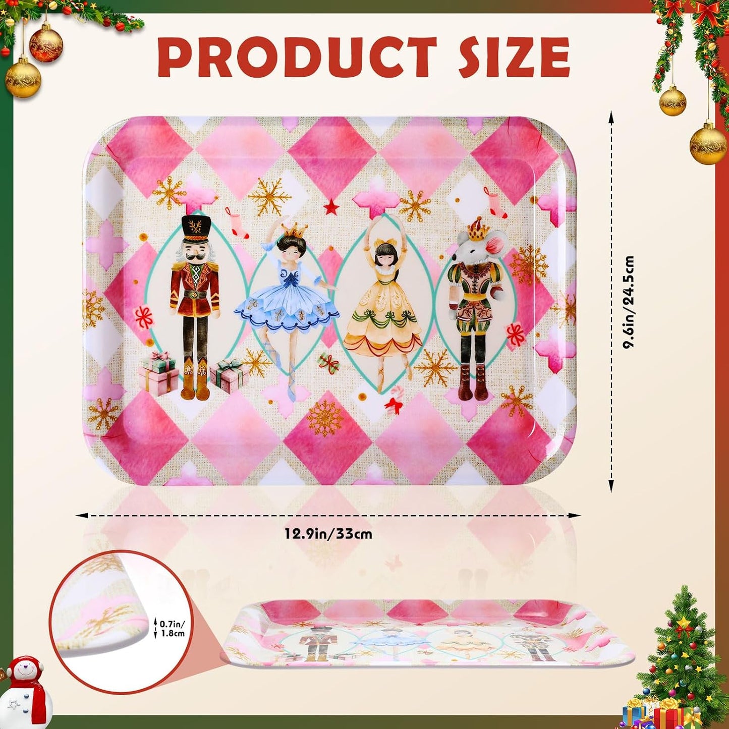 4 Pcs Valentine's Day Serving Tray 13 x 10 Inch Heart Reusable Serving Platter Melamine Dessert Plate Dish for Valentine's Day Party Decorations Supplies