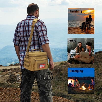 Lunch Box for Men, Tactical Lunch Bag MOLLE Webbing Leakproof Insulated Lunch Cooler Women Adult Meal with Adjustable Shoulder Strap Lunch Pail (Blue)