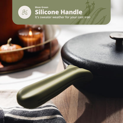Greater Goods Silicone Handle Cover Designed for Greater Goods Cast Iron Skillet and Griddle, Moss Green