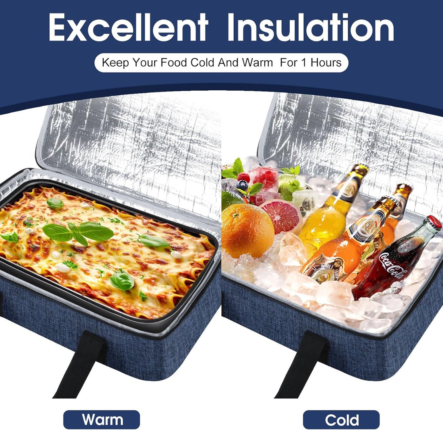 Insulated Casserole Carrier, Portable Casserole Carrier for Hot or Cold Food Lunch Tote Warmer or Cooler Bag, Lasagna Lunch Bag for Potluck Parties- Fits 9" x 13" Baking Dish-Charcoal Grey