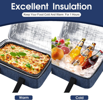 Insulated Casserole Carrier, Portable Casserole Carrier for Hot or Cold Food Lunch Tote Warmer or Cooler Bag, Lasagna Lunch Bag for Potluck Parties- Fits 9" x 13" Baking Dish-Charcoal Grey