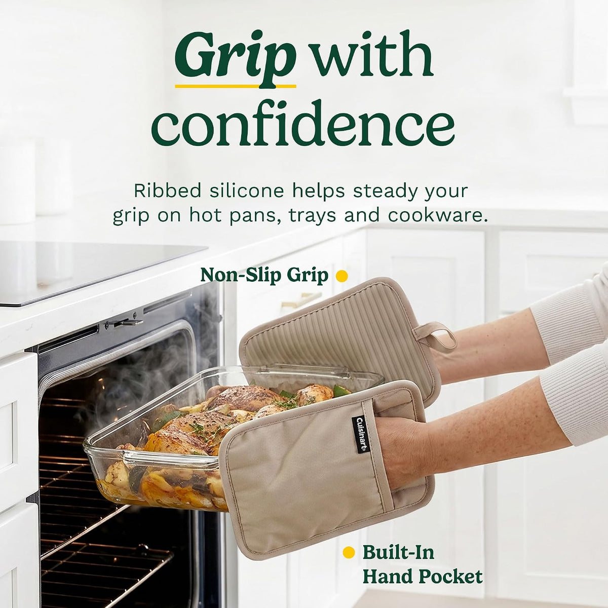 Cuisinart Silicone Pot Holders, Set of 2 7"x9", Heat Resistant 500F