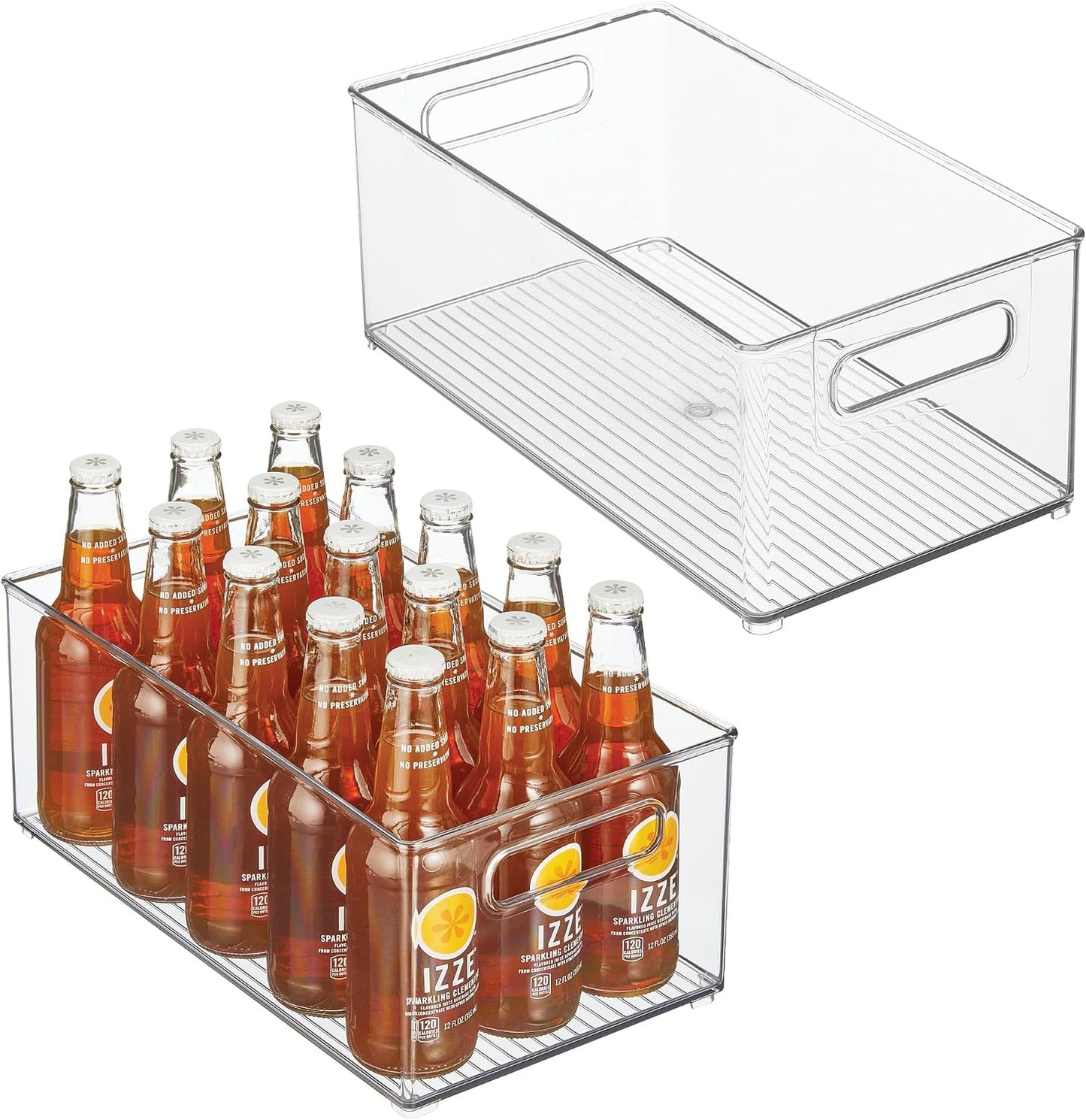 iDesign Stackable Fridge Bin, Set of 4, Clear | Kitchen Storage Bin, For Pantry, Cabinets, or Fridge