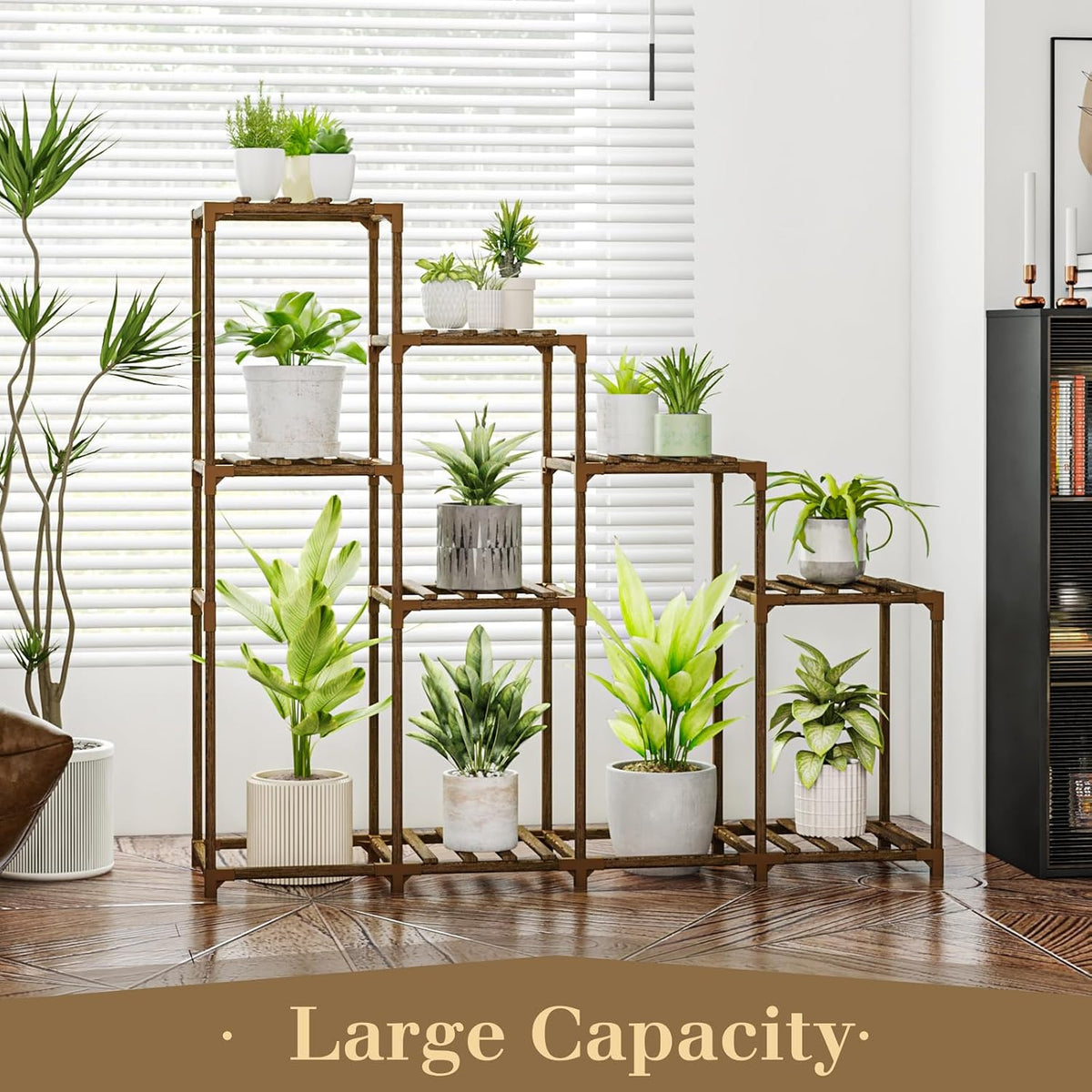 Bamworld Plant Stand Indoor Plant Shelf Outdoor Wood Plant Rack