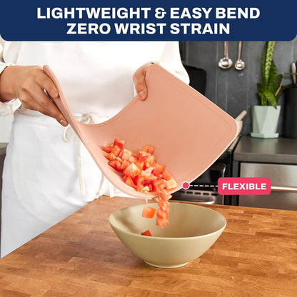 TPU Cutting Board Flexible Mat, 17.3" x 10.6" Nonslip Korean cutting board for kitchen, BPA Free Flexible Chopping Board, TPU Material Double-sided Dishwasher Safe