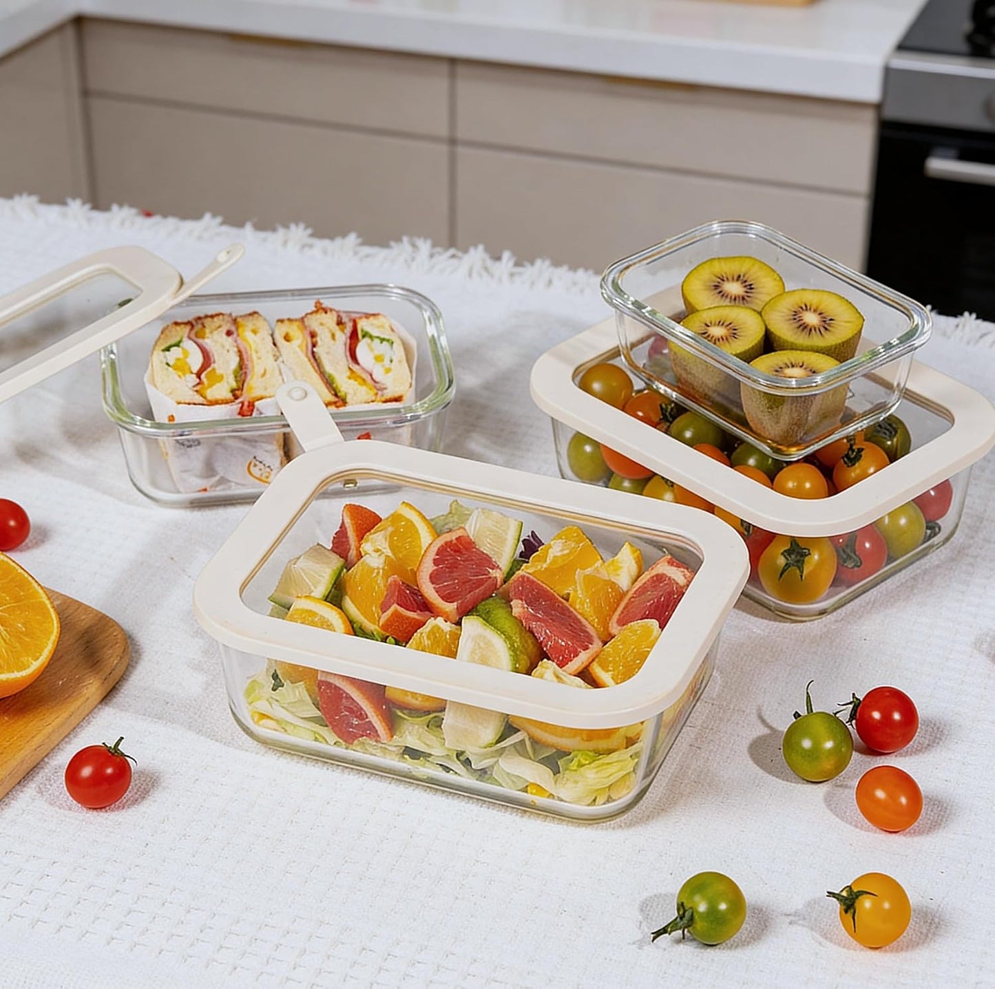 Urban Green Glass Food Storage Containers with Glass Lids, Microwave Safe Food Container Set, Aitight Meal Prep Container Set, LeakProof, 100% Plastic Free, 6 Pack