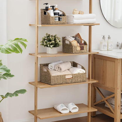 StorageWorks Water Hyacinth Pantry Storage Baskets, Wicker Baskets with Built-in Handles, Handwoven Shelf Baskets for Organizing, Pantry Organizers and Storage, 3 Pack