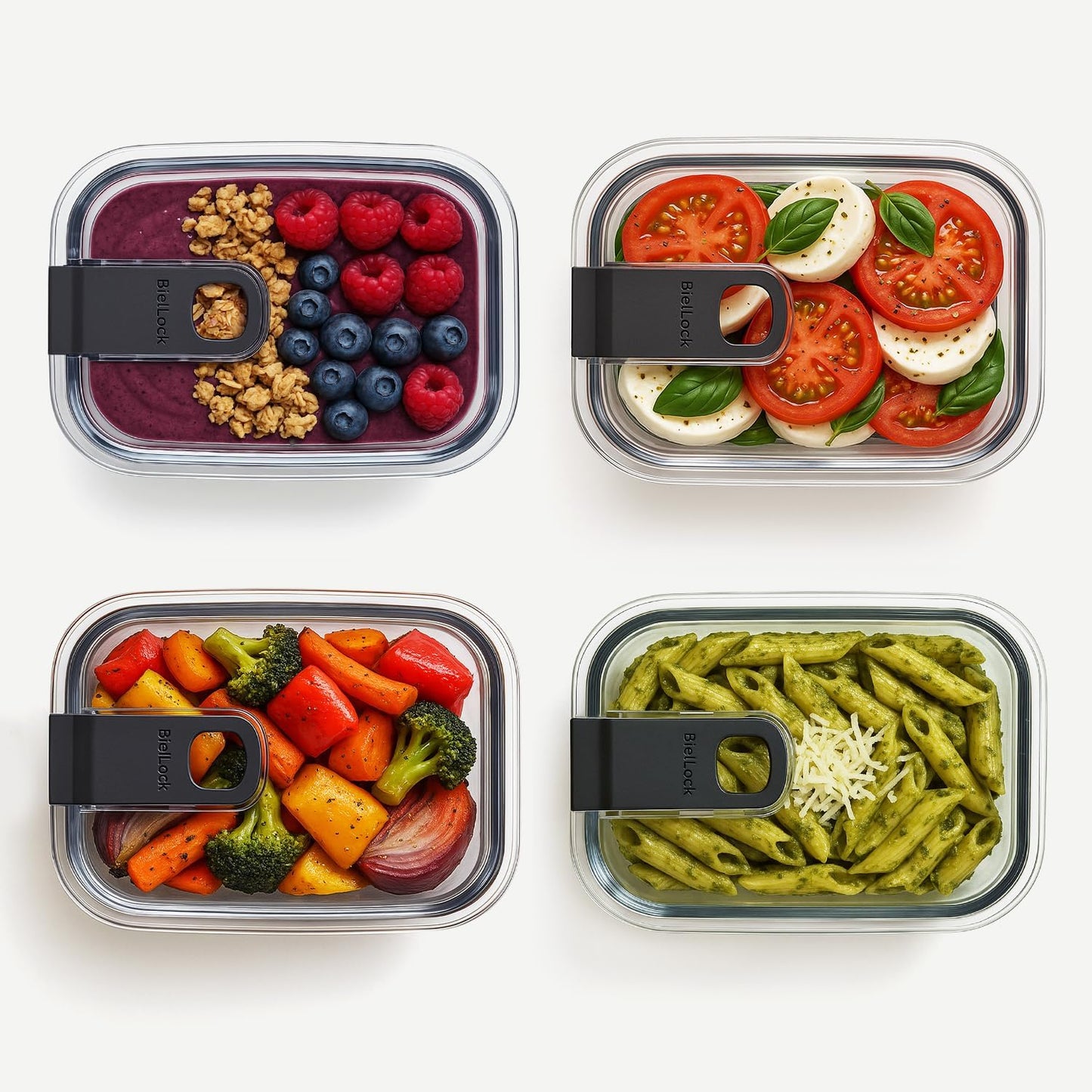 carrotez Clear Food Storage Containers with Easy-Open Lids, 2.7 Cup Ecozen Plastic Small Meal Prep Containers, Airtight, BPA-Free, Stackable, Reusable, Set of 4