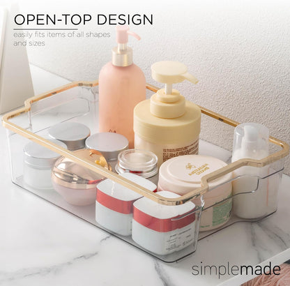 SIMPLEMADE Clear Refrigerator Organizer Bins - Clear Bins for Fridge, Containers for Fridge and Freezer, Multipurpose Storage for Kitchen, Office, Bathroom, Pack of 3 (Design 2)