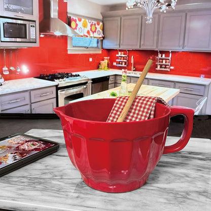UP 4.3 Quart Latte Style Melamine Batter Bowl with Pour Spout and Handle, Professional Mixing Bowl with Non-Slip Base, Ideal for Pancake and Cake Batter, 11.5 x 8.75 Inch, Mint Blue