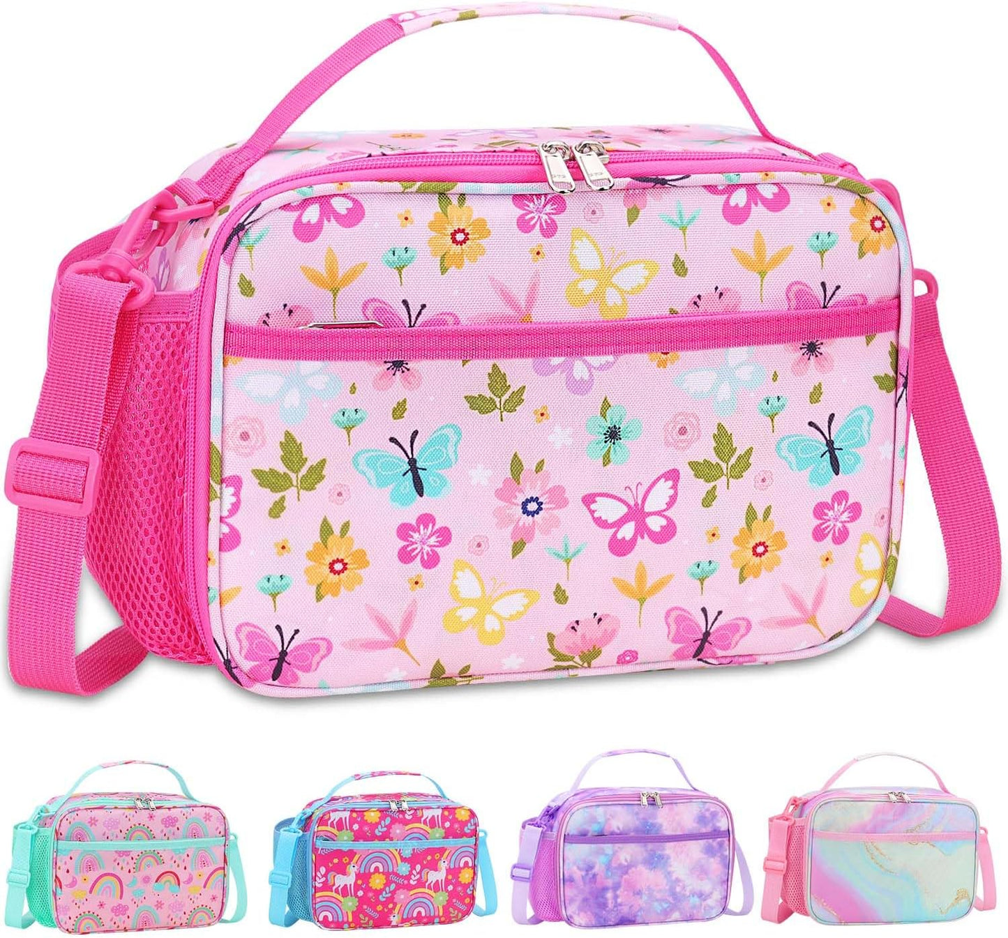 RHCPFOVR Kids Initial Lunch Bag - Insulated Lunch Box for Boys Girls,Washable Lunch Bag and Reusable Toddler Leak-proof Lunchbox for School and Daycare - Colors B