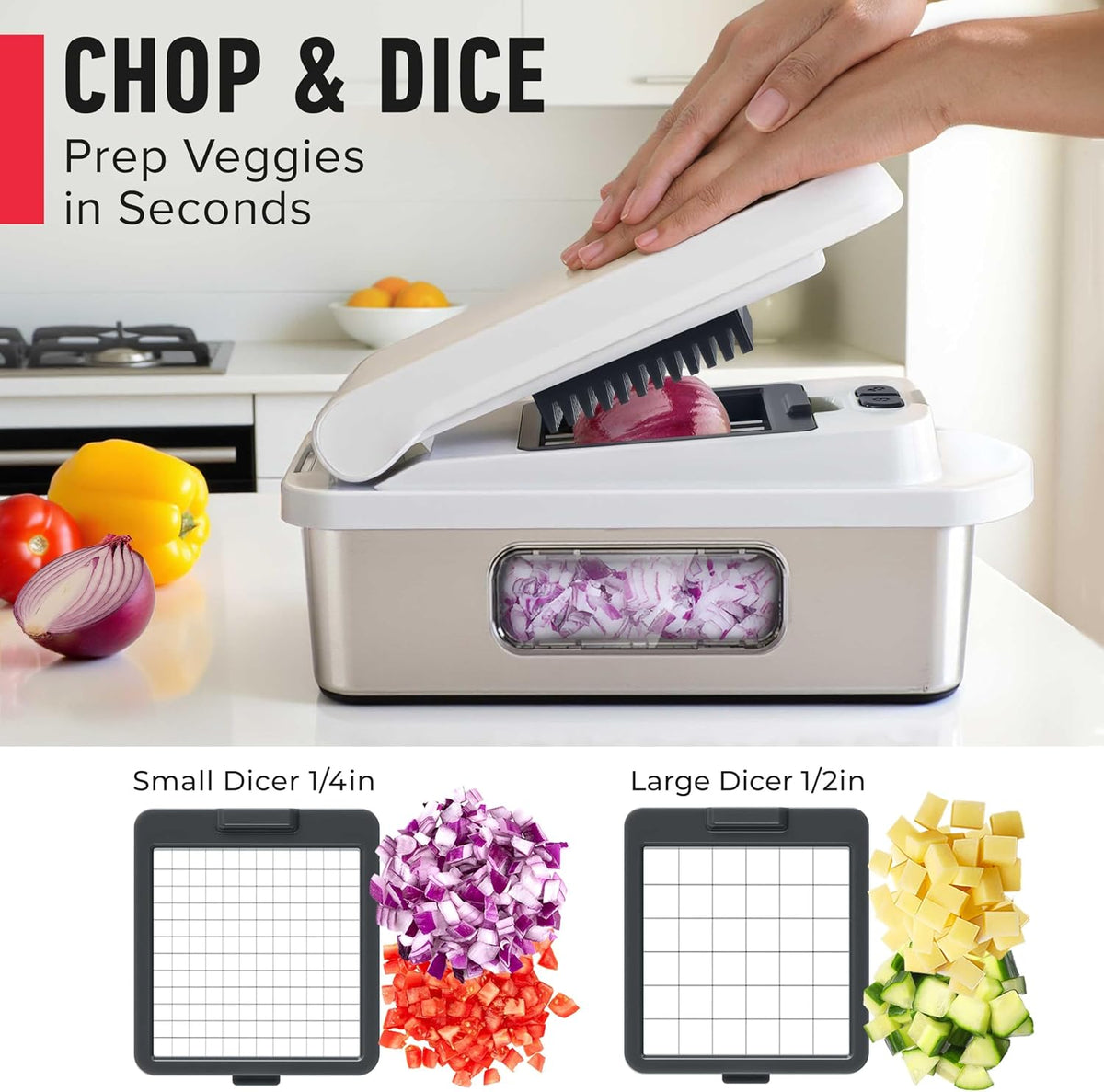 MUELLER HOME Pro-Series 10-in-1 Stainless Steel Multi Vegetable Chopper