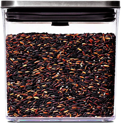 OXO Steel POP Container Big Medium Square - 4.4 Qt for Flour, Sugar and More,Grey