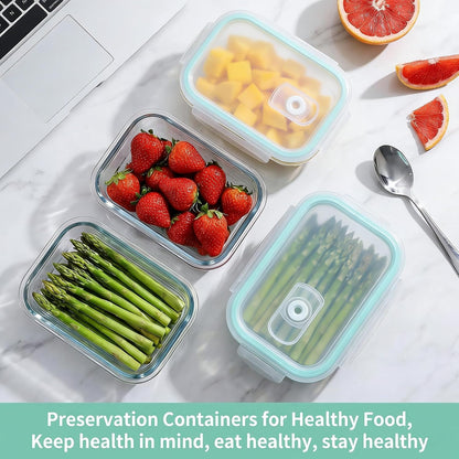 High Borosilicate Glass Food Storage Containers,Stackable Meal Prep Containers with Airtight Plastic Lids,BPA-Free, Leak-Proof,Reusable for Microwave, Oven, Freezer and Dishwasher,3Piece Set