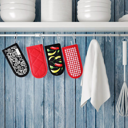 Geiserailie 8 Pcs Cast Iron Skillet Handle Cover Heat Resistant Pan Handle Sleeve Non Slip Pot Holders Machine Washable Handles Mitts for Kitchen Cooking Tools, 4 Styles(Retro Style)
