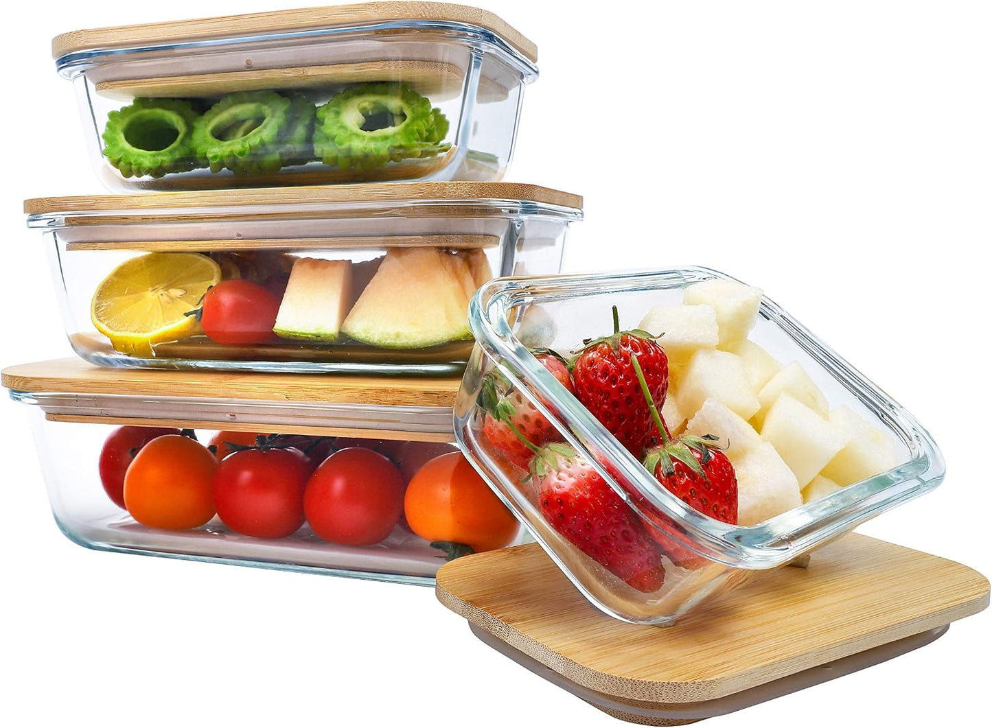 BlueHills Premium Glass Meal Prep Lunch Containers with Snap Green Lock Lids Glass Food Containers BPA-Free Oven Freezer Dishwasher Safe 5 pack set 10 pieces 36 Oz 4.5 cups (G002 Two Compartments)