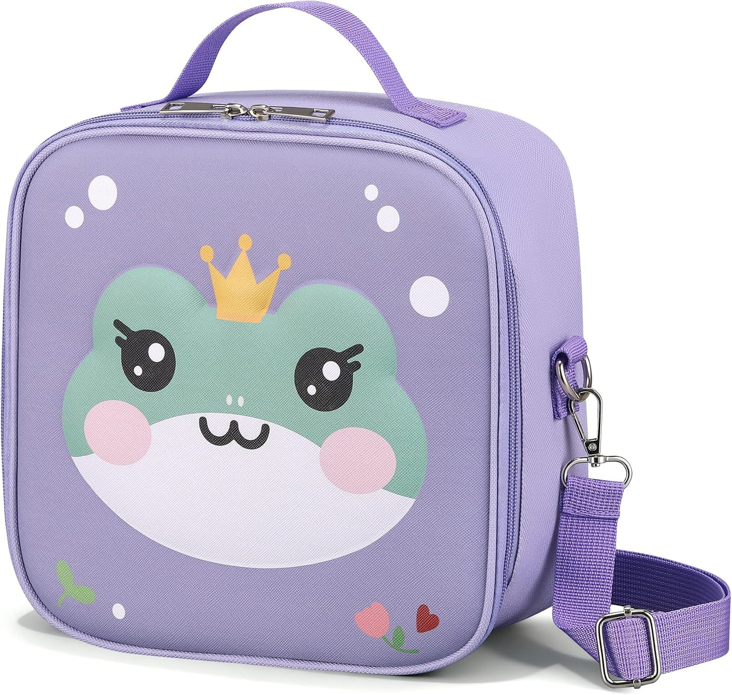 Kids Lunch Box for Kids Insulated Reusable Lunch Bag Tote Durable Children Leak-proof Lunchbox with Adjustable Shoulder Strap for School Daycare Travel Picnic (Navy - 3D Dinosaur)