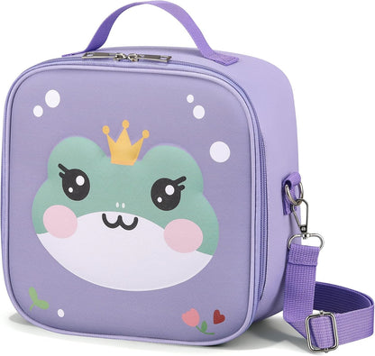 Kids Lunch Box for Kids Insulated Reusable Lunch Bag Tote Durable Children Leak-proof Lunchbox with Adjustable Shoulder Strap for School Daycare Travel Picnic (Navy - 3D Dinosaur)