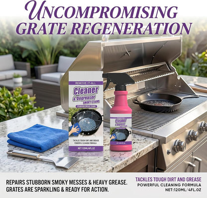 RAINPOT SAKER BBQ Grill Cleaner Spray for Outdoor Grills - Safe Heavy Duty Cleaner for Burnt Food & Grease, Kitchen Cleaner for Stubborn Splatters, Stove Top, Grill & Drip Pans (1)