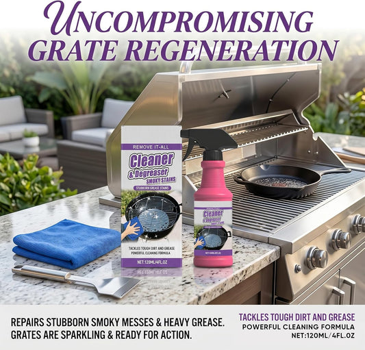 RAINPOT SAKER BBQ Grill Cleaner Spray for Outdoor Grills - Safe Heavy Duty Cleaner for Burnt Food & Grease, Kitchen Cleaner for Stubborn Splatters, Stove Top, Grill & Drip Pans (1)