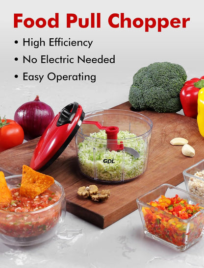 GDL Food Chopper, Vegetable Chopper, Pull String Onion Chopper Dicer, 800ML