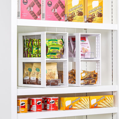Vtopmart 8 Pack Large Stackable Storage Drawers,Clear Acrylic Drawer Organizers with Handles, Easily Assemble for Fridge, Bathroom,Kitchen Undersink,Cabinet,Pantry Organization and Storage