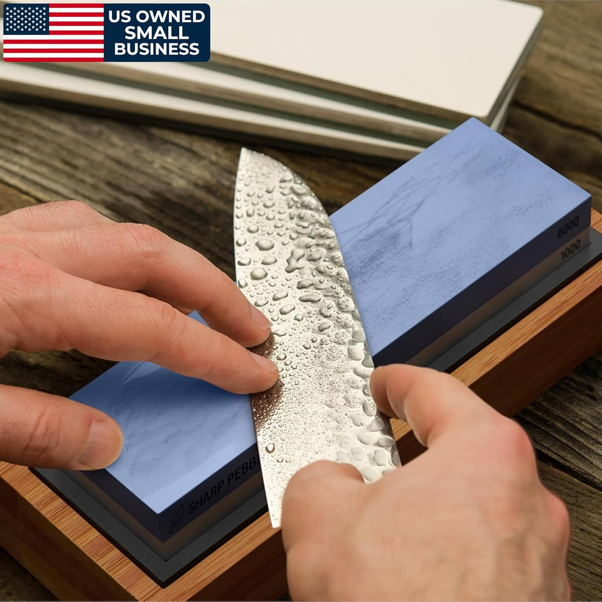 Sharp Pebble Whetstone Knife Sharpener – 1000/6000 Grit Sharpening Stone