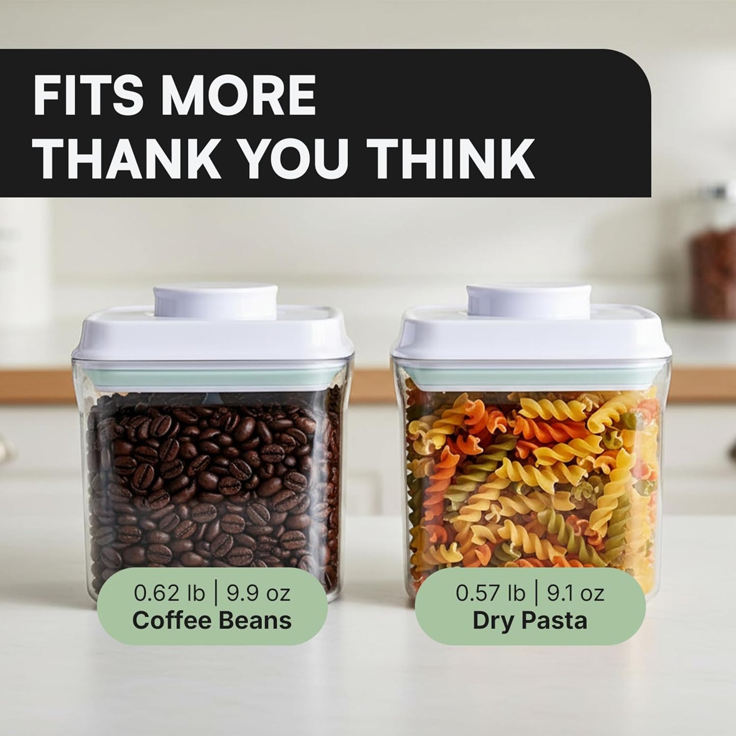 Bop Top Airtight Food Storage Containers with Lid 2 Cups / 16 oz | Kitchen Canister Sets | Air Tight Pantry Container | Pop Top Dry Food Storage Containers for Snacks, Sugar, Flour, Baking, Pasta
