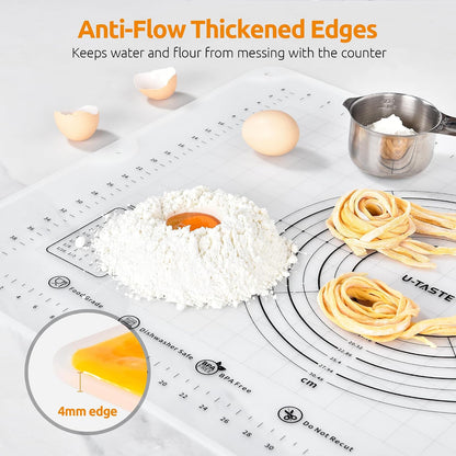 U-Taste Silicone Pastry Mat, Dough Rolling Baking Sheet, 28x20"/Transparent