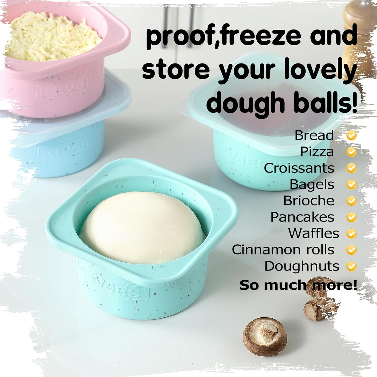 PLUS 1000ml Pizza Dough Proofing Containers, 2-Pack, Green