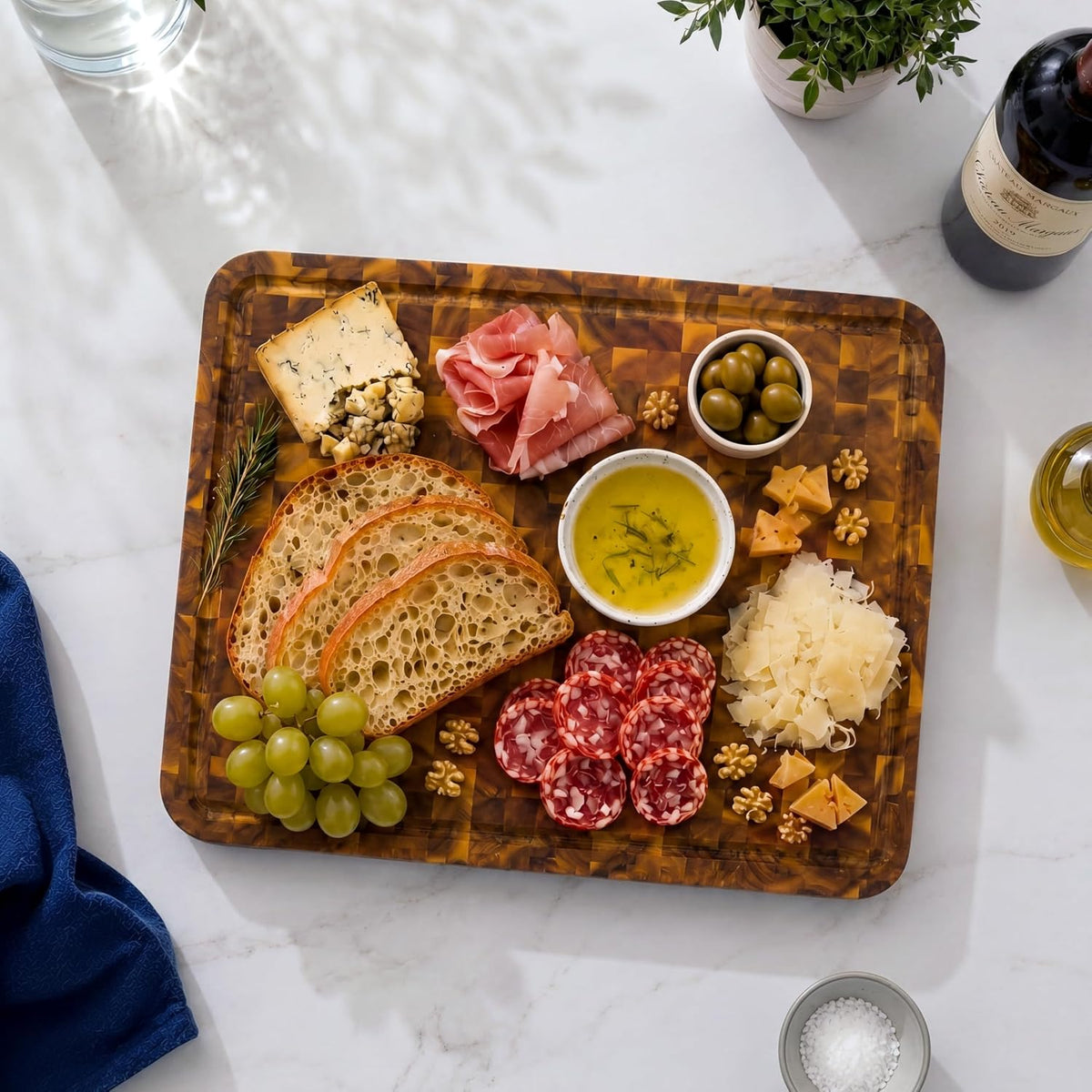 HOMESTEAD End Grain Acacia Wood Cutting Board 23x18x1.5, Reversible Butcher Block Board for Kitchen with Deep Juice Groove, Handles, Knife-Friendly Surface for Meat Chopping and Charcuterie Serving