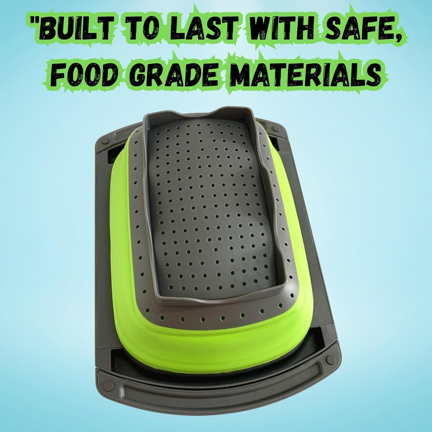 Collapsible Colander Set of 2, Foldable Silicone Pasta Strainer with Handles, 2 Pack Space Saving Kitchen Colander for Fruits,Space Saving Pasta Strainer Basket for Fruits & Vegetables