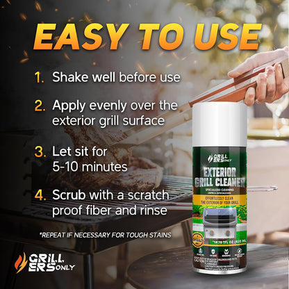 Grill Cleaner Spray & Degreaser | Heavy-Duty Grill Spray for BBQ, Griddles & Cast Iron Cleaner - Professional Outdoor Kitchen Formula - 35.2 fl oz.