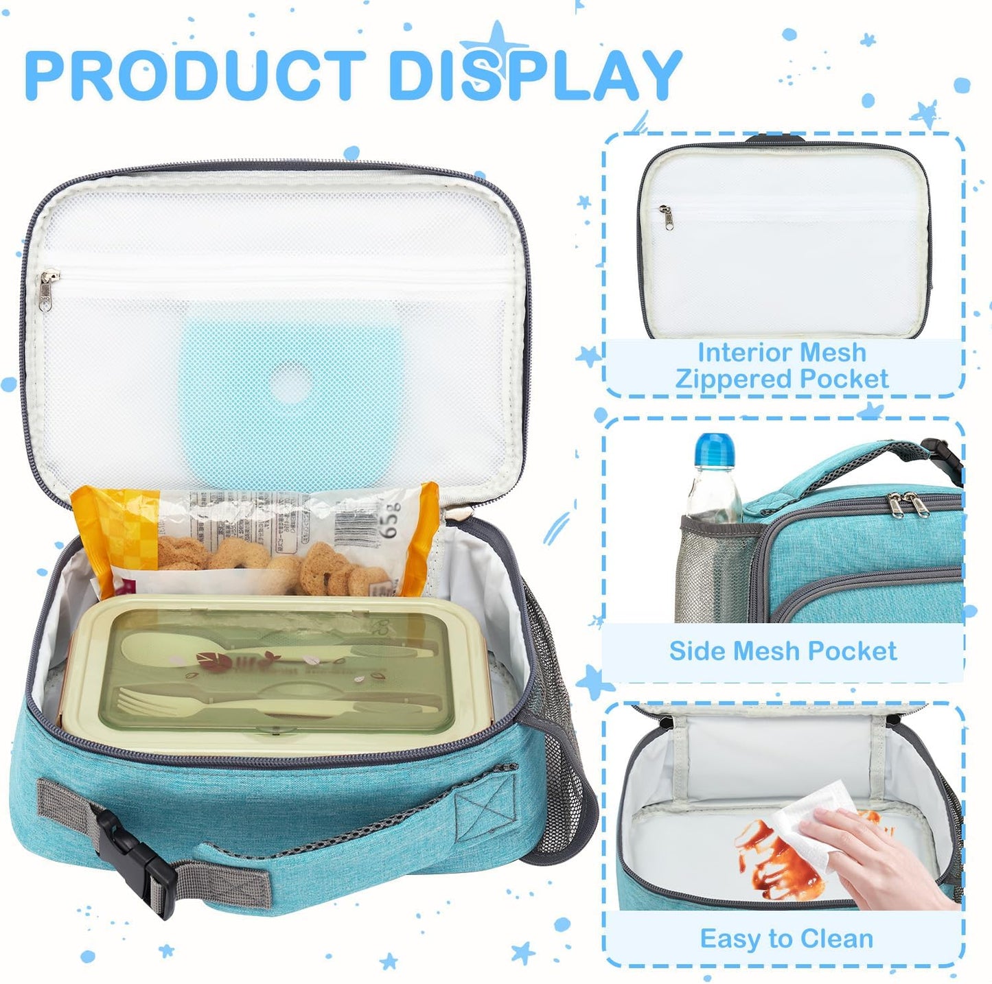 FlowFly Kids Lunch box Insulated Soft Bag Mini Cooler Back to School Thermal Meal Tote Kit for Girls, Boys, Astronaut - Colors B