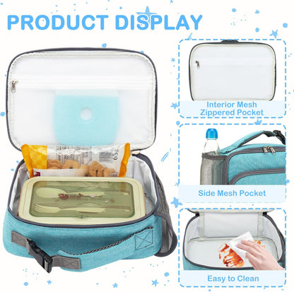FlowFly Kids Lunch box Insulated Soft Bag Mini Cooler Back to School Thermal Meal Tote Kit for Girls, Boys, Astronaut - Colors B