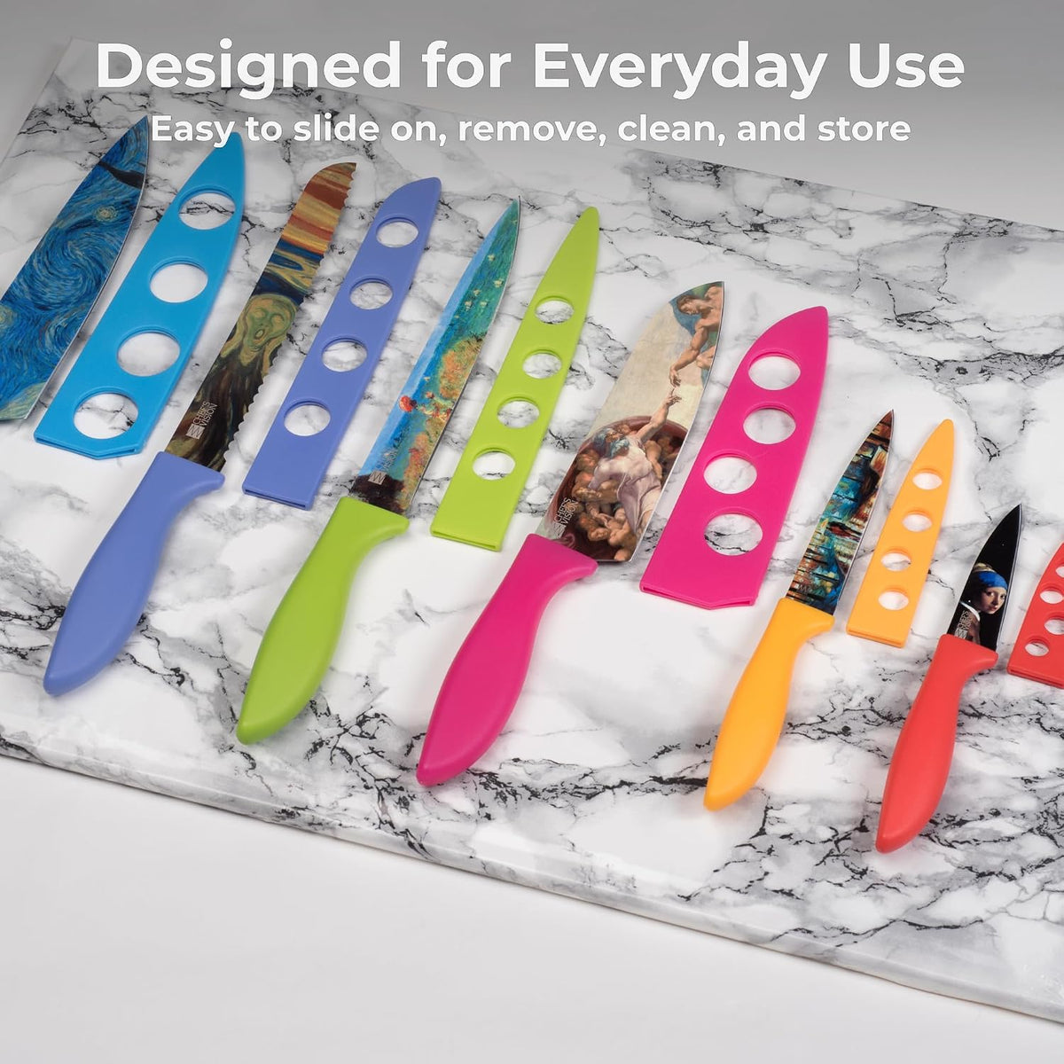 CHEF'S VISION Landscape BladeKeepers, 6 Color-Matched Knife Blade Covers