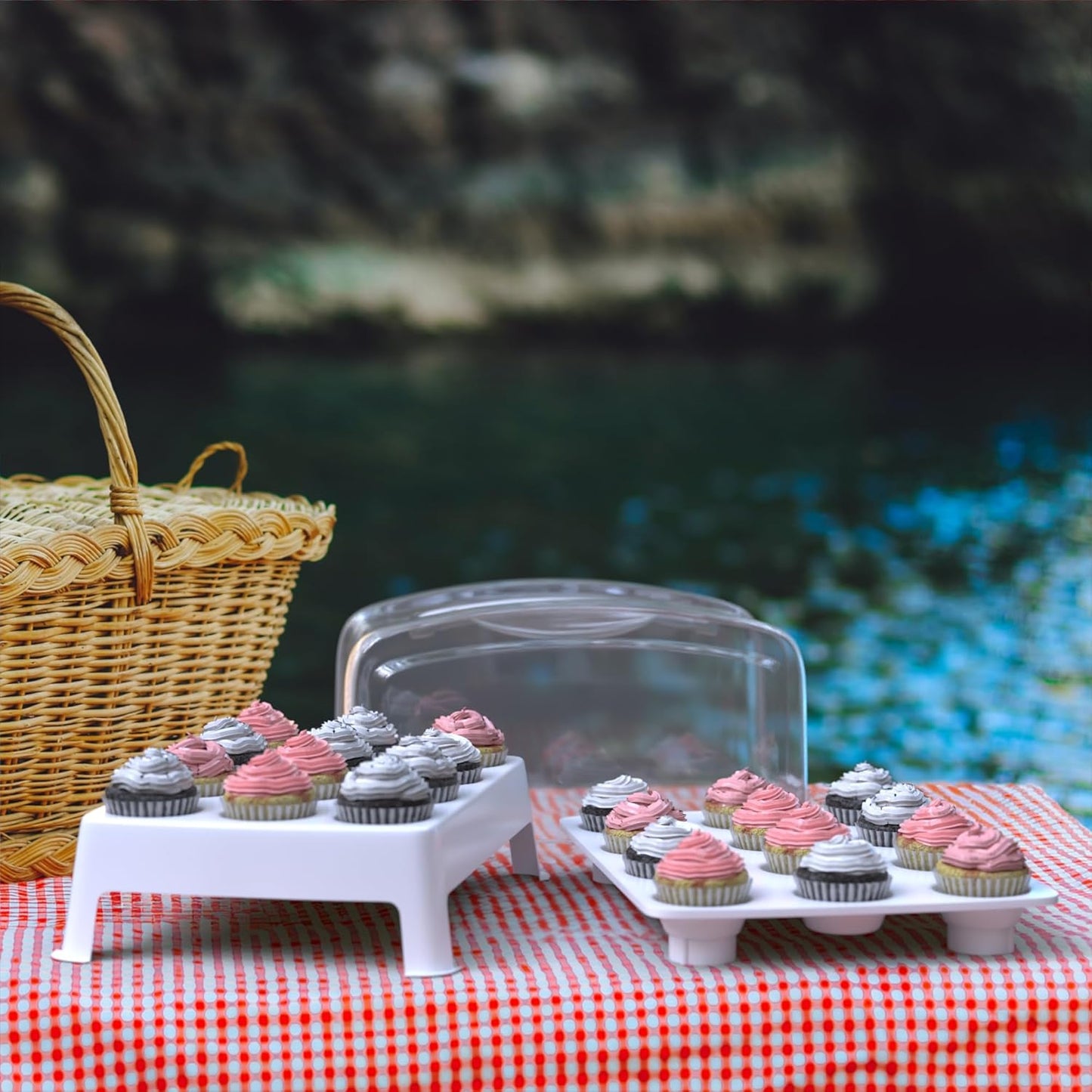 Top Shelf Elements MINI Cupcake Box. NOT For Standard Size Cupcakes. Fashionable Green Carrier Holds 24 MINI-Size Cupcakes, Cupcake Traveler,