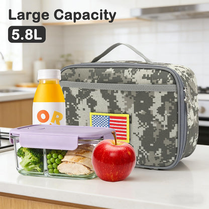 FlowFly Kids Lunch box Insulated Soft Bag Mini Cooler Back to School Thermal Meal Tote Kit for Girls, Boys, Black