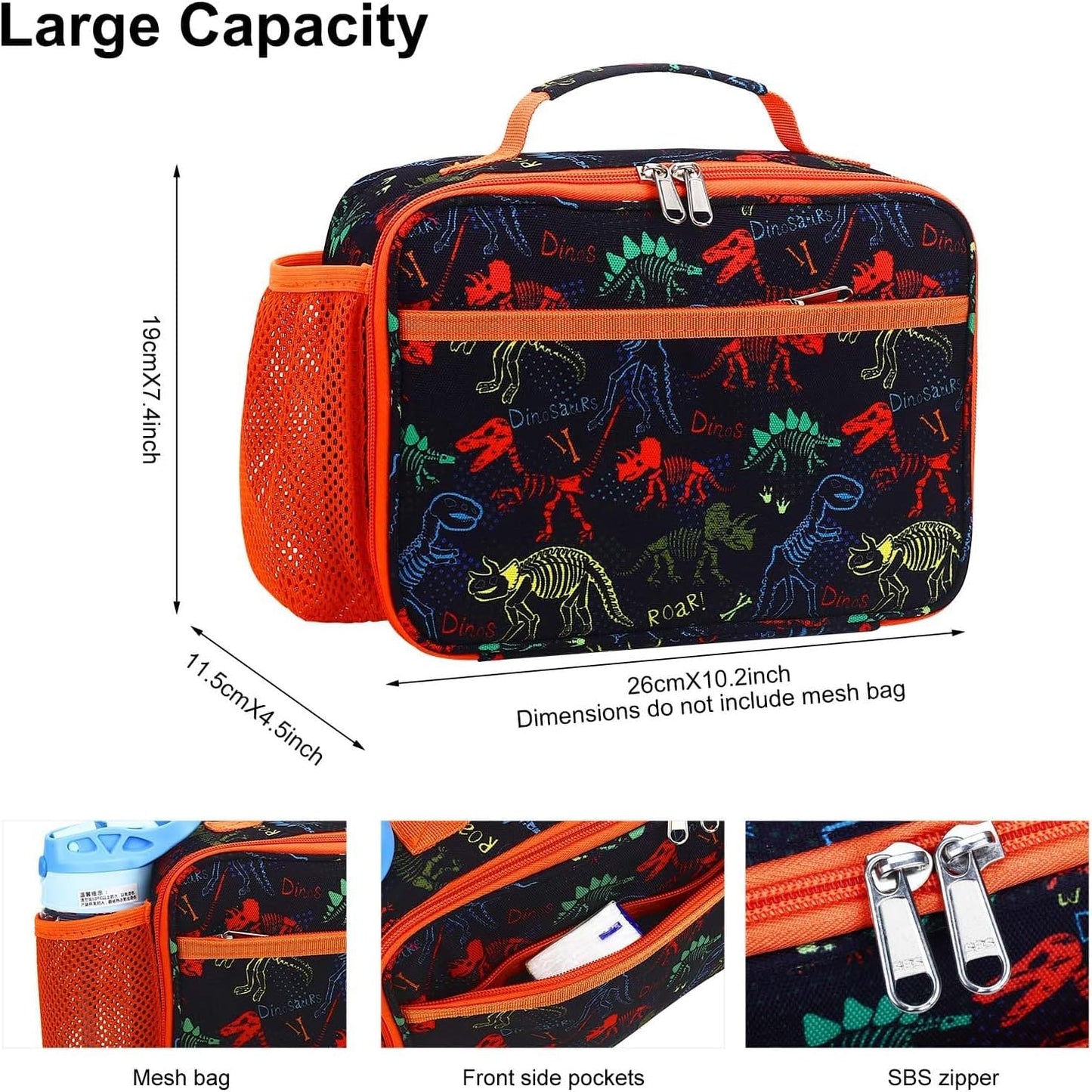 RHCPFOVR Kids Lunch Bag - Insulated Lunch Box for Boys Girls,Washable Lunch Bag and Reusable Toddler Leak-proof Lunchbox for School and Daycare - Colors B