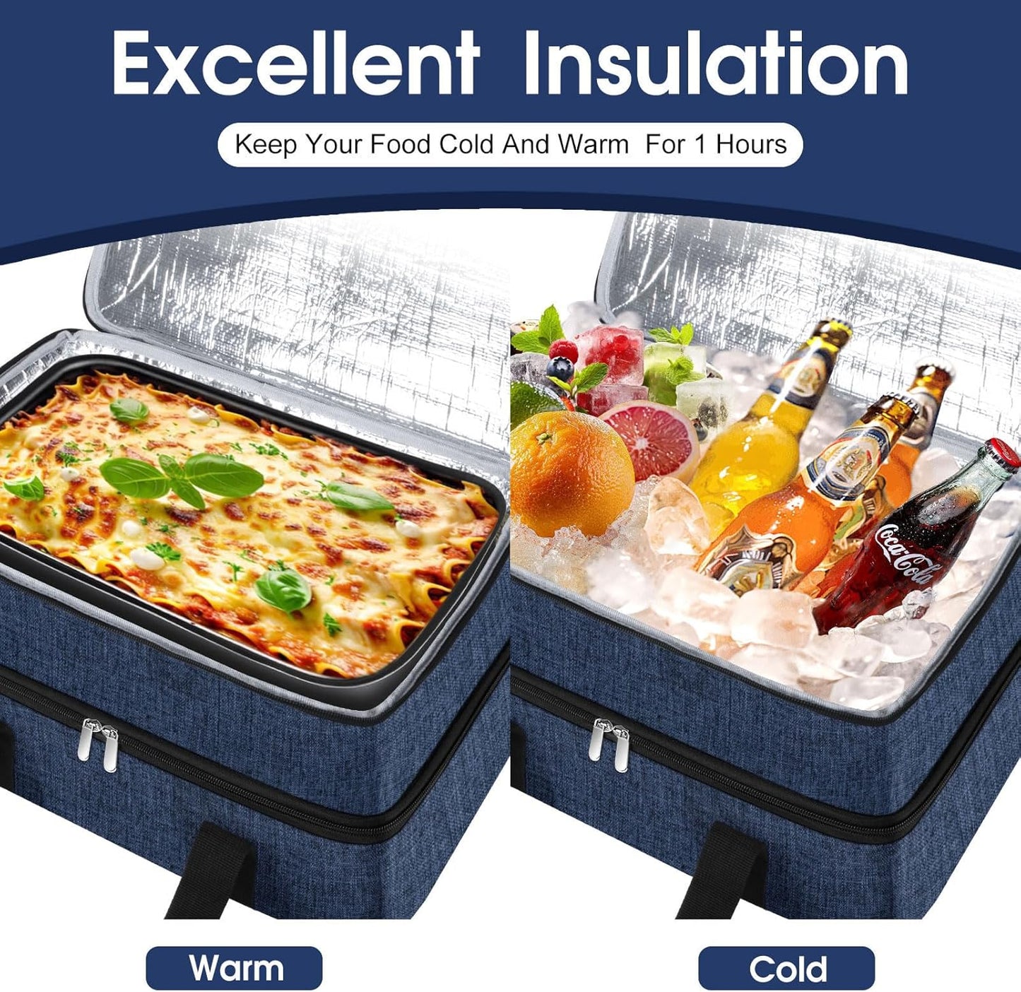 Insulated Casserole Carrier, Portable Casserole Carrier for Hot or Cold Food Lunch Tote Warmer or Cooler Bag, Lasagna Lunch Bag for Potluck Parties- Fits 9" x 13" Baking Dish-Charcoal Grey
