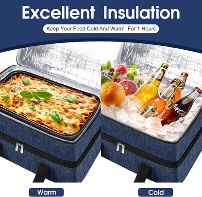 Insulated Casserole Carrier, Portable Casserole Carrier for Hot or Cold Food Lunch Tote Warmer or Cooler Bag, Lasagna Lunch Bag for Potluck Parties- Fits 9" x 13" Baking Dish-Charcoal Grey