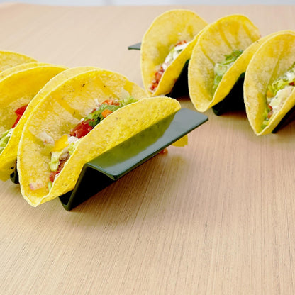 TP Taco Holder Stands, Set of 2 Melamine Large Taco Serving Rack Tray with Handle, Holds 3 Tacos, Dishwasher Safe, Ideal for Taco Night, Party, Home, Fiesta, Talavera Tile