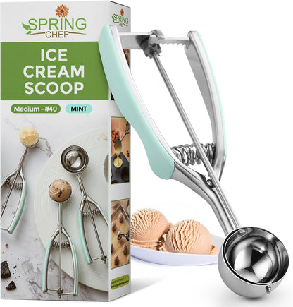 Spring Chef Extra Large Stainless Steel Cookie Scoop, #10, 5.5 Tbsp, Black