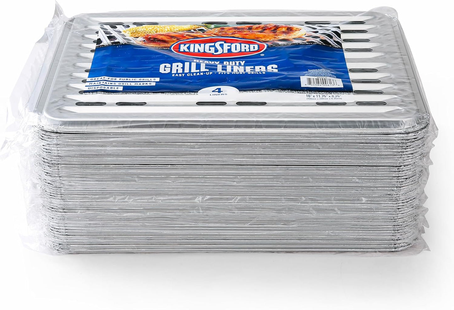 Kingsford Extra Tough Aluminum Grill Liners, Disposable Foil Grill Toppers for Outdoor Grills, Helps Keep Food and Sauce from Falling Through Grates, 16 x 11.75 in, 14 Count