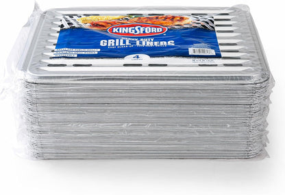 Kingsford Extra Tough Aluminum Grill Liners, Disposable Foil Grill Toppers for Outdoor Grills, Helps Keep Food and Sauce from Falling Through Grates, 16 x 11.75 in, 14 Count
