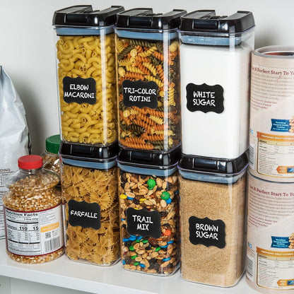 Shazo Airtight Food Storage Containers with Lids - 6 PC BPA Free Clear Plastic Cereal Containers with Easy Lock Lids for Kitchen and Pantry Organization for Snacks and Pasta - 1.2L