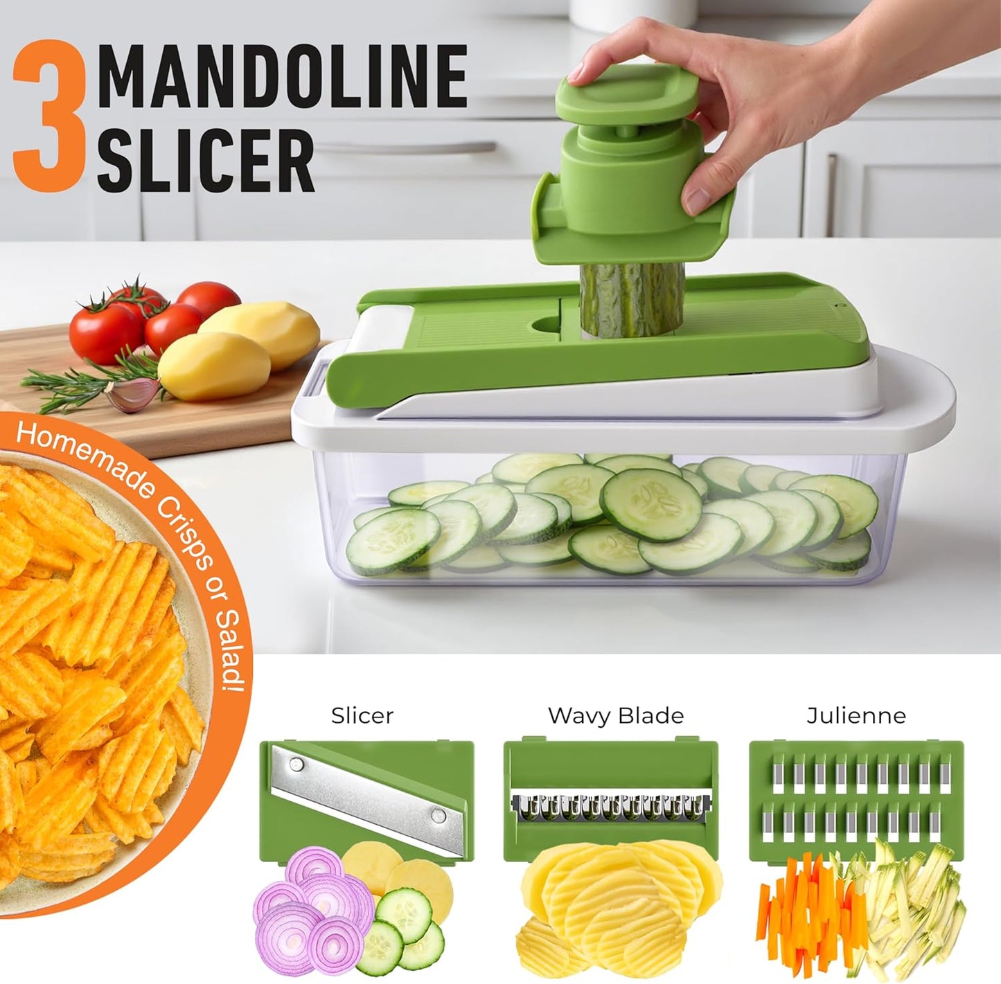 MUELLER HOME Pro-Series 10-in-1 Stainless Steel Multi Vegetable Chopper